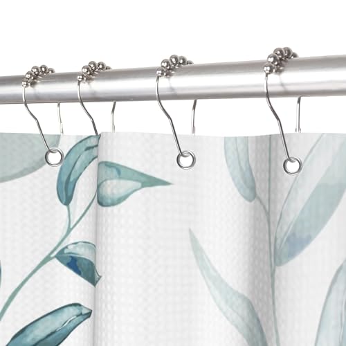 Rideau de douche en tissu imperméable eucalyptus vert bleu 183x183 cm