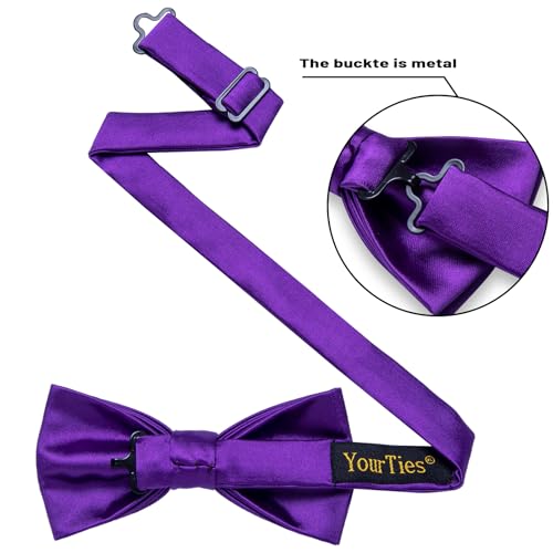 Image of YourTies Bow Ties for Men Pretied Bowties Solid Color Satin Bow Tie Formal Business Tuxedo Wedding Party Prom