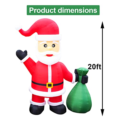 20Ft Giant Inflatable Santa Claus For Christmas Yard Decoration Outdoor Yard Lawn Xmas Party Decoration With 370W Blower… #TOP3