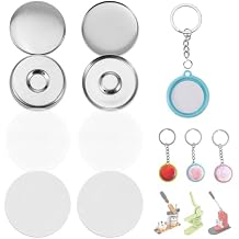 BEAMNOVA 50 Sets of Metal Button Maker Supplies for 25mm / 0.98 in Approx. 1 inch Double-Sided Keychain Parts for Hand Press Round Badge Crafts Making