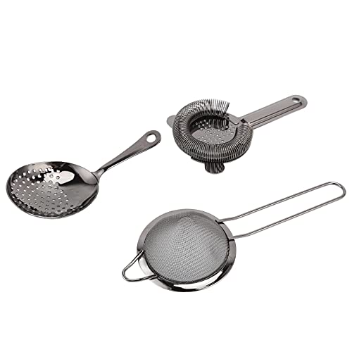 Juego de coctelera de acero inoxidable premium con 11 piezas de artículos de bar en plata negro 3
