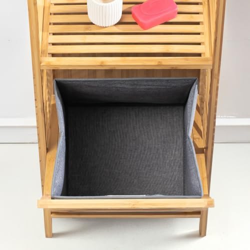 Porsima 2063 2 Raflı Ahşap Kirli Sepeti Organizer Banyo Dolabı Ahşap - Görsel 4