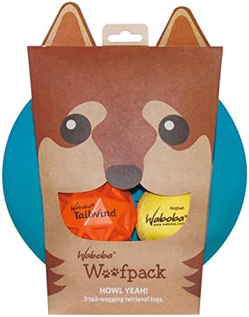 Waboba Woofpack Pet Dog Toys Set - Interactive Boredom Relief Toy Bundle with Rubber Flying Disk & Dog Balls, Throw & Fetch Toys for…