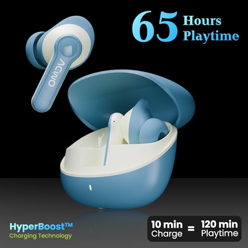 Image of ACwO Dwots 313 Wireless in Ear Earbuds | 65Hrs Playtime | 50Ms Low Latency | 3 Preset EQ Modes | IPX5 Water Resistant | Hyper Boost Charging - 10Mins Charge = 120Mins Playtime (Cool Blue)