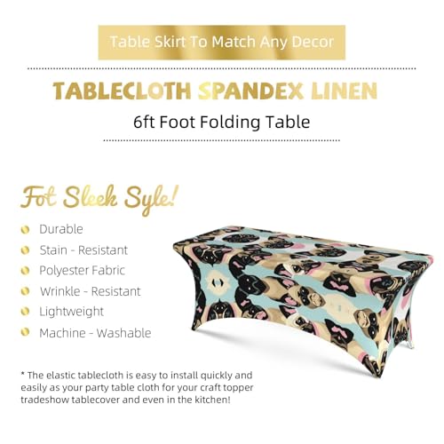 Housse de table rectangulaire extensible élasthanne 1m80 motif chien - 6
