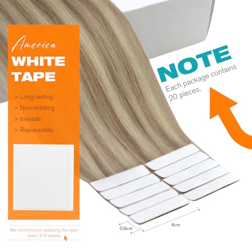 Image of Sunny Hair Tape in Hair Extensions Human Hair Blonde 20Pcs for Photo Days