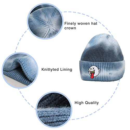 Lhscvufasc Halloween Novelty Winter Knit Beanie Hat For Men Women Ghost Warm Classic Skull Cap Knit Slouchy Daily Beanie Cap Soft Headwear Blue #TOP4