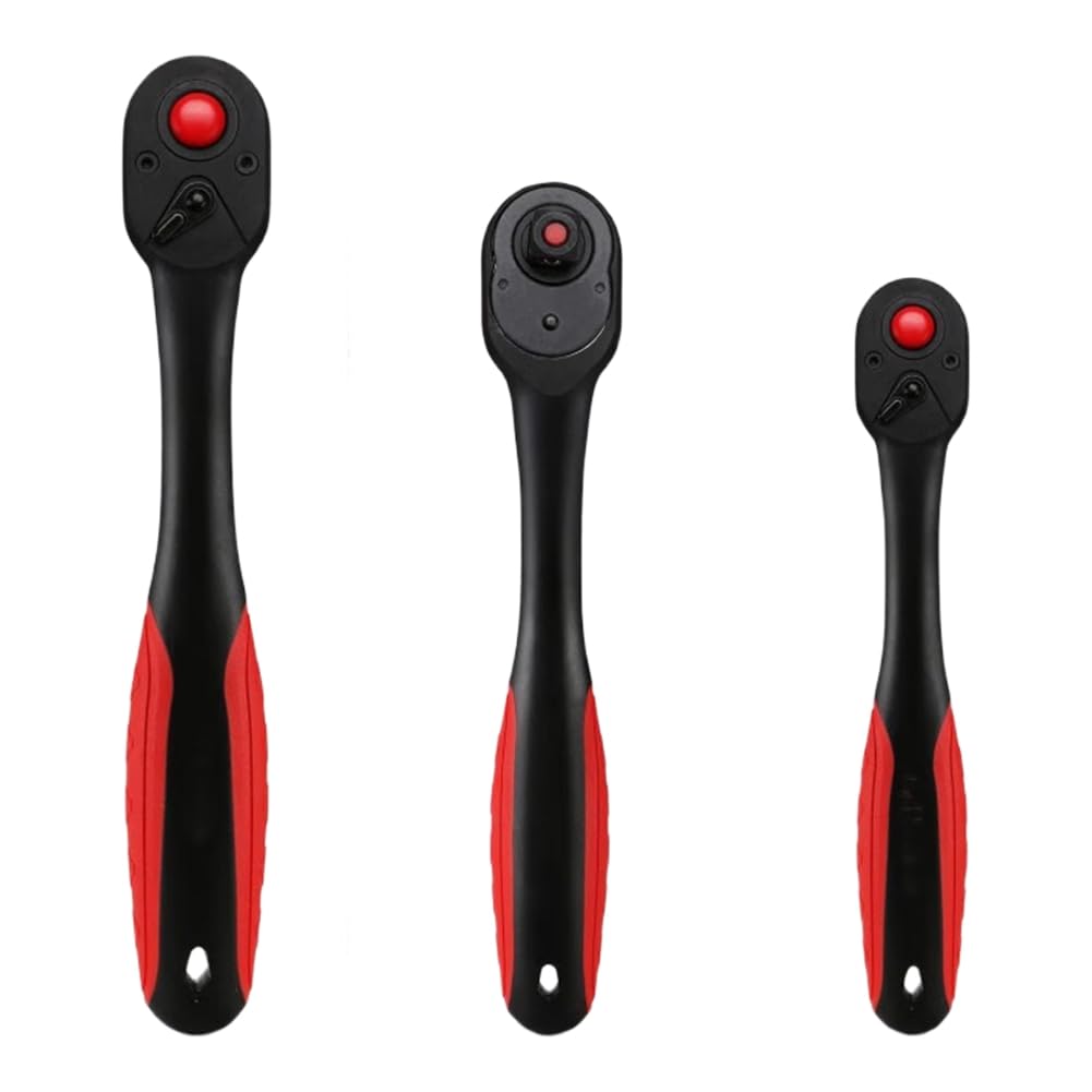 Llave trinquete de 72 dientes reversible con accionamiento triple de herramientas