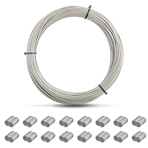Chihutown 50m Edelstahl Drahtseil mit Crimphülsen