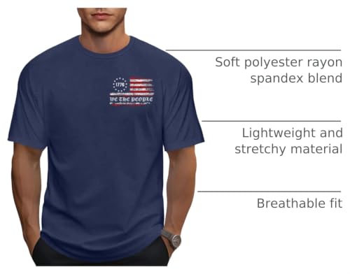 Image of Ithalt Men's American Flag Shirt 4th of July T-Shirt USA Patriotic Tee Shirt Independence Day Top