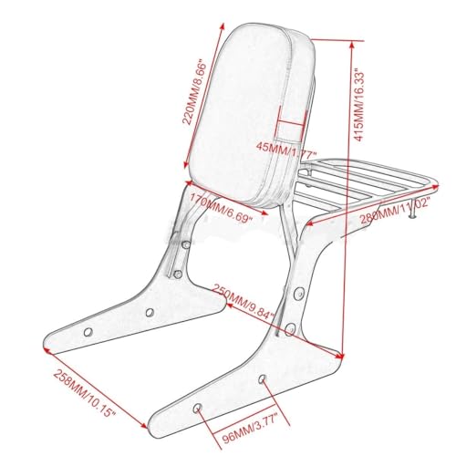 Dossier passager moto avec support top case Shadow VLX