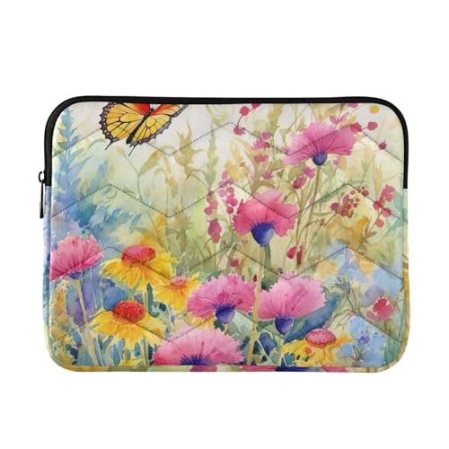 Funda para laptop con diseño flores y mariposas 13-14 pulg miniatura 1