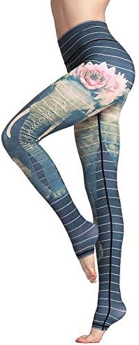 Women Yoga Pants Printed Over The Heel Stirrup Yoga Leggings High Waist Power Flex Capris Leggings for Fitness Running