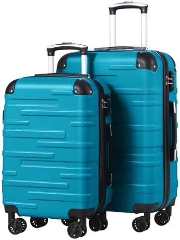 COOLIFE 2-TLG Kofferset, M+L, leicht Reisekoffer mit TSA, ABS-Hartschale | Leise 360° Rollen, Teleskopgriff, YKK-Reißverschlüsse, stoßfeste Ecken, für Flugreisen, Flitterwochen und