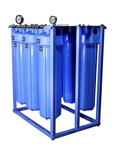 Image of IONIX Hexa Tank filter with 6 German Filter housings, 10000 Liters per day filteration capacity, For sediment, Hardness & salt filteration, 1 Set, Blue