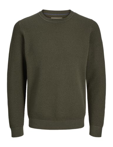 JACK & JONES Jprblunoah Knit Crew Neck BF Maglione Lavorato a Maglia, Olive Night/Detail:Twist/Full Structure, M Uomo