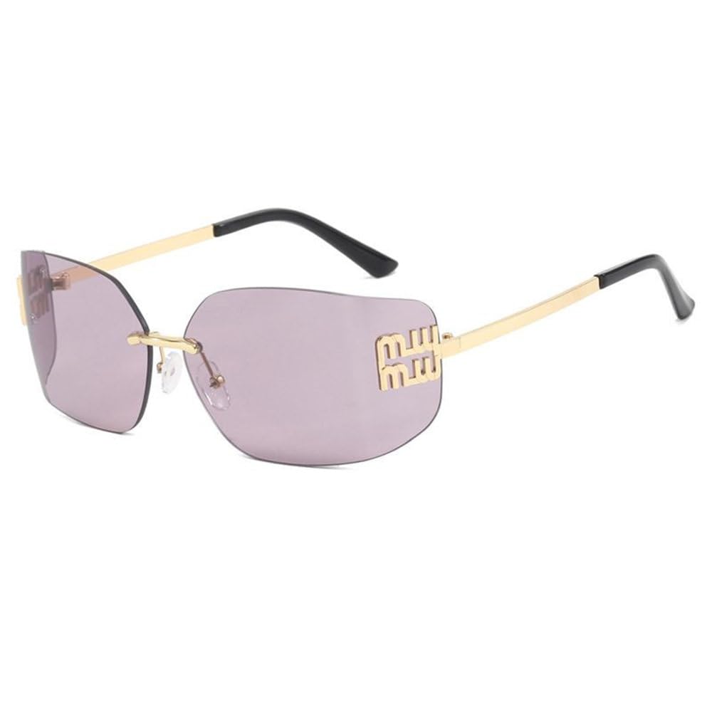 Damskie stylowe okulary przeciwsłoneczne bez oprawek, metalowe, polaryzacyjne, nitowane, prostokątne, o gradientowym kształcie, z ochroną UV