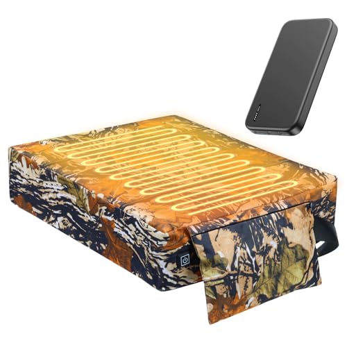 Fisoceny Heated Hunting Seat Cushion Pad Thermal Hunting Seat with 10000 mAh Power Bank Adjustable Temperature Hunting Hot Seat Cushion for Tree Stand,Bleacher,Sport Without Backrest,Yellow