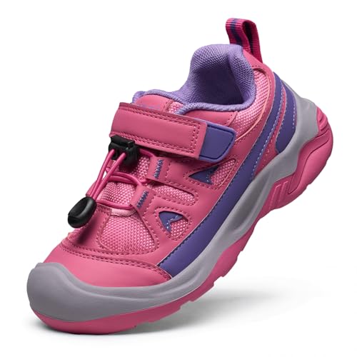 GINNI Kids Hiking Shoes Boys Girls Hiking Boots Outdoor Sneakers Anti-Collision Non-Slip Athletic Trekking Walking Trail Running Shoes for Toddler/Little Kid/Big Kid Pink/Purple