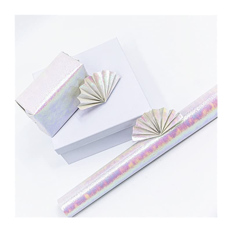 GUYTRM Lot de 10 papiers cadeaux brillants arc-en-ciel, accessoires d'emballage cadeau de Noël, anniversaire, nouvel an, papier artisanal lingli(Bianco)