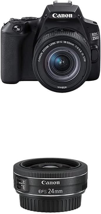 Canon EOS 250D + EF-S 18-55mm f/4-5.6 IS STM Lens - Black With EF-S 24mm f/2.8 STM Lens - Black