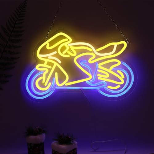 Image of Motorcycle Neon Sign for Bedroom Wall Decor, Automotive LED Neon Light Sign with Dimmable for Man Cave Sports Studio Bar Wall Art, Boy Birthday Gift