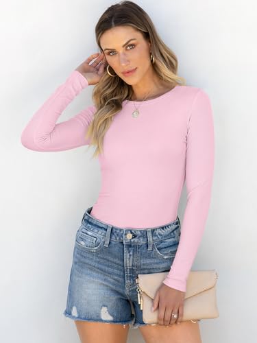 Image of ANRABESS Women Long Sleeve Shirts Rib Knit Slim Fit Tops Basic Tee Spring Outfits Casual T-Shirt Underscrubs Layer Clothes