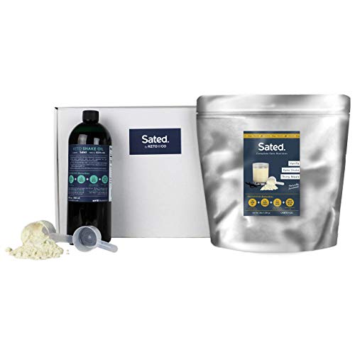 Sated Keto Meal Shake | 18g Protein| 30 Meal Kit |Just 1.3g Net Carbs Per Shake | Keto Friendly, Diabetic Friendly, No Sugar Added, Low Carb, Prebiotic Fiber | (Vanilla, Naturally Sweetened)