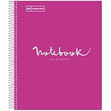 M MiquelRius Emotions Notebook, 1 Subject, Lined, 80 Sheets, 11" x 8.5", Heavyweight Paper, 3 Hole Punched, Micro-Perforated, Magenta Board Cover
