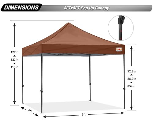 Image of ABCCANOPY Patio Pop Up Canopy Tent 8x8 Commercial-Series (Brown)