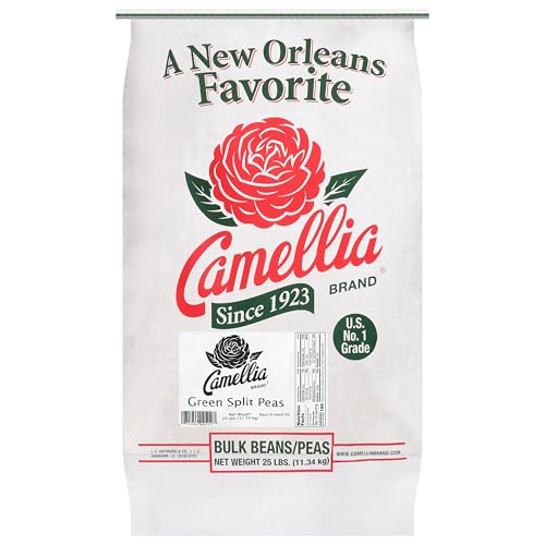 Image of Camellia Brand Green Split Peas, 25 lb Bulk Bag - Premium Non-GMO Dried Split Peas for Split Pea Soup, Stews, Purees & Plant-Based Recipes - High Protein, Gluten-Free, Vegan & Vegetarian