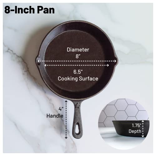 Image of 8 Inch Round Medium Pre-Seasoned Cast Iron Skillet