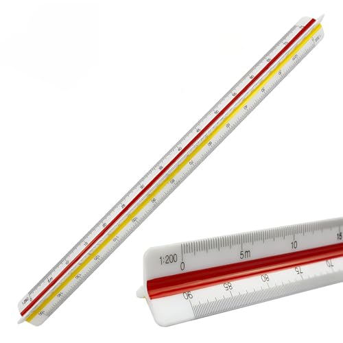 1 Pieza Escalimetro Profesional Regla,30 cm Regla de Escala, Regla de Escala Triangular Métrica 1:100 1:200 1:250 1:300 1:400 1:500,Escalímetro triangular de plástico