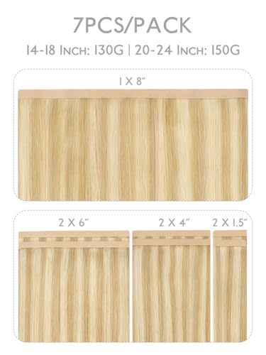 Image of WENNALIFE Multi-Piece Tape in Hair Extensions Human Hair, Tape in Weft
