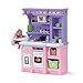 Produktbild Step2 Little Baker's Kitchen Spielküche in Rosa/Violett | Spielzeugküche für Kinder mit 30 teiligem Zubehör Set inkl. u.a. Geschirr & Töpfe | Kinderküche aus Kunststoff / Plastik