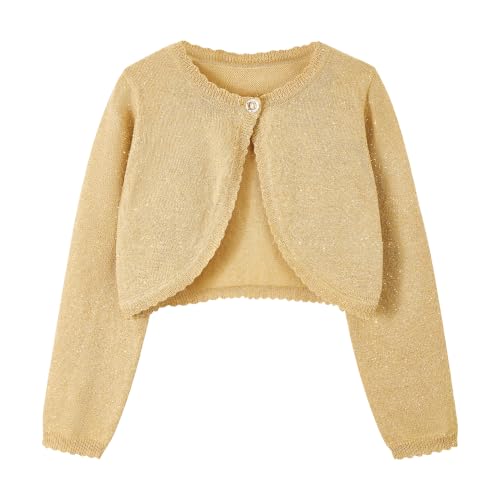 Image of Miipat Toddler Girls Cardigan Long Sleeve Bolero Shrug Kids Knit Sweater Cover Up Button Closure Cropped Tops