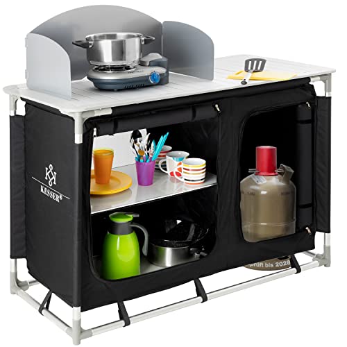 KESSER® Armario de Cocina de Camping, Cocina de Camping con Marco de Aluminio, Incl. Bolsa de Transporte, Armario de Cocina para el Camping, Muebles de Camping, Al Aire Libre