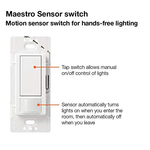 Lutron Maestro Motion Sensor Switch | No Neutral Required, 150W Led, Single Pole | Ms-Ops2-Wh, White #TOP6