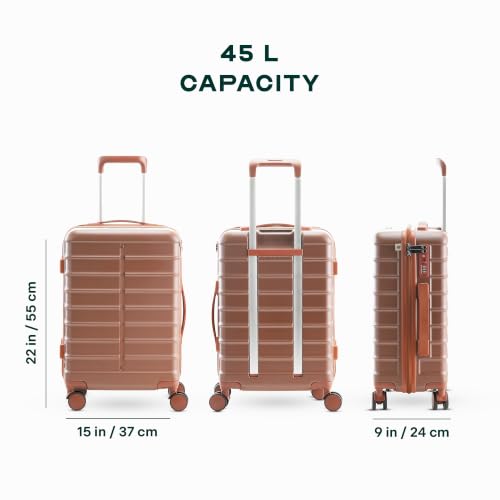 Image of Assembly Odyssey 20 Inch (55cm) Cabin Trolley Bag Hard Shell Polycarbonate Suitcase Lightweight with TSA Lock 8 Spinner Wheels Carry On Luggage Brown