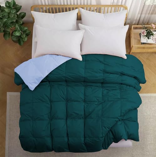 Image of Fluffy 600 GSM Winter Comforter Single Bed 60 inchX90 inch - 600 GSM Heavy Winter Quilt Microfiber Rajai /Duvet /Blanket Super Soft Single Size - Teal /Sky Blue Color