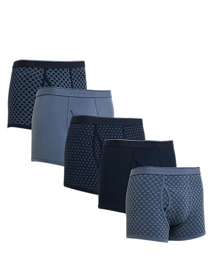 Image of Marks & Spencer Men's Cotton Blend Classic Briefs (T14 4722S Navy Mix L)