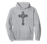 Croce cristiana floreale vintage con design a cuore.