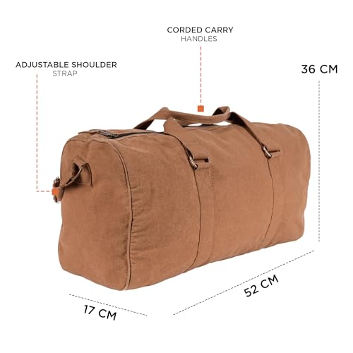 Image of Mona B 30L Travel Duffle Bag for Men and Women with Adjustable Shoulder Strap - Brown