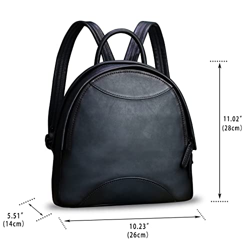 Image of Genuine Leather Backpack Purse for Women Retro Handmade Small Casual Rucksack Satchel Back Bags Knapsack (Darkgrey)