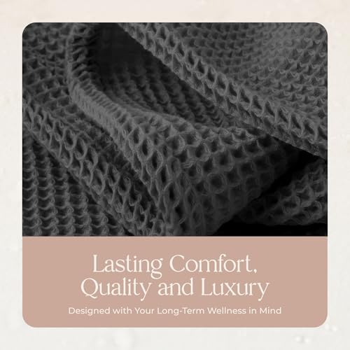 Image of 100% Organic Cotton Blanket - Soft Breathable Cotton Waffle Blanket Twin Size for All Seasons - Luxury 320GSM Cozy Warm Lightweight 100% Cotton Fairtrade Certified (60x90, Gray)