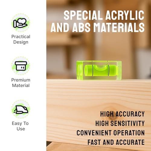 6 Stück Mini Wasserwaage, Wasserwaage Libelle, Dosenlibelle 15×15×40 mm, Mini Wasserwaag Libelle für Camping, Wohnwagen, Kameras, Stationäre Bilder und Mehr, Wasserwaages Mini aus Acryl