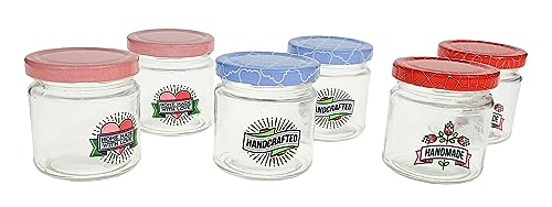 Alpina Set of 6 Glass 200ml Marmalade Storage Preserve Jam Jar with Metal Lid