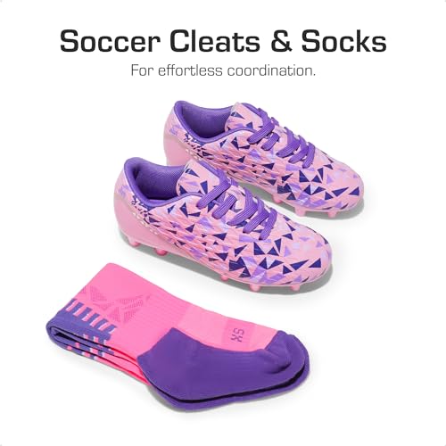 DREAM PAIRS Boys Girls Soccer Cleats Youth Firm Groud Athletic Outdoor Trainning Football Shoes with Soccer Socks2