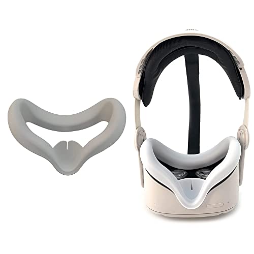 Oculus Quest 2 Face Cover - Sweat-Proof Silicone Face Cover Pad for Oculus Quest 2 VR Headset - Washable & Anti-Leakage Lightproof Oculus Quest 2 VR Mask Accessories, Grey