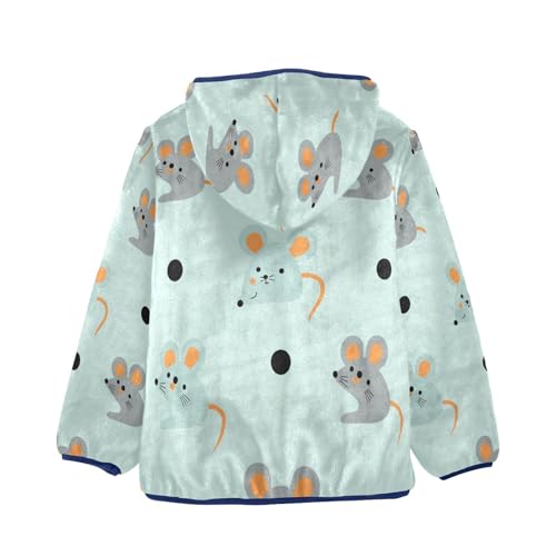 Mouse Pattern with Circles Toddler Fleece Jacket Girl Boys Hooded Fleece Jacket Coat Warm Outwear Zip-up 3-10T2